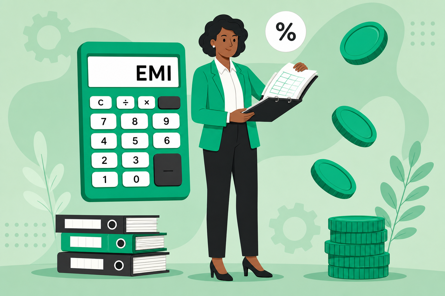 Professional reviewing EMI documents for a personal loan